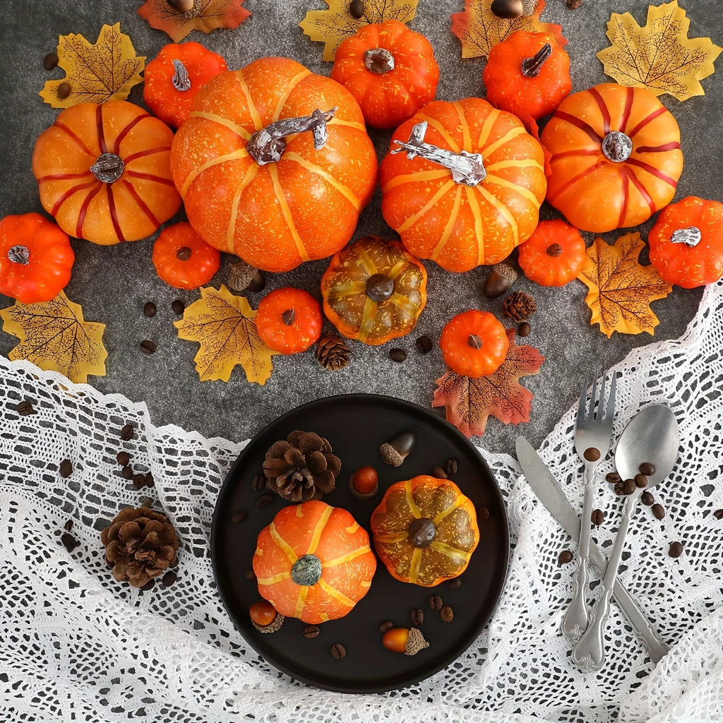 7-Piece Artificial Pumpkin Set – Fall Halloween & Thanksgiving Decor Seasonal Home Decor SPOT