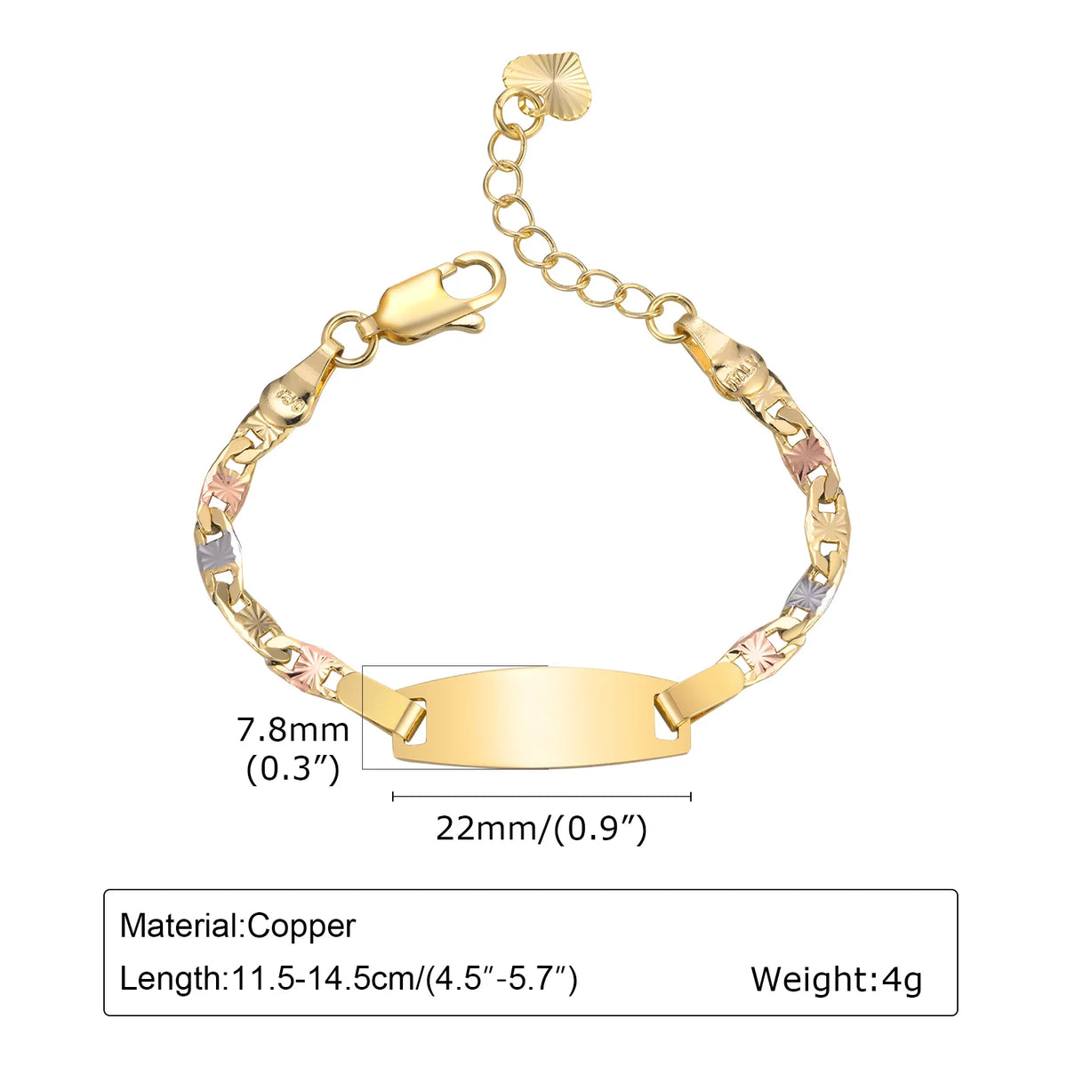 Tri-Color Personalized Name Bracelet – Kids Stainless Steel Personalized Bracelet SPOT