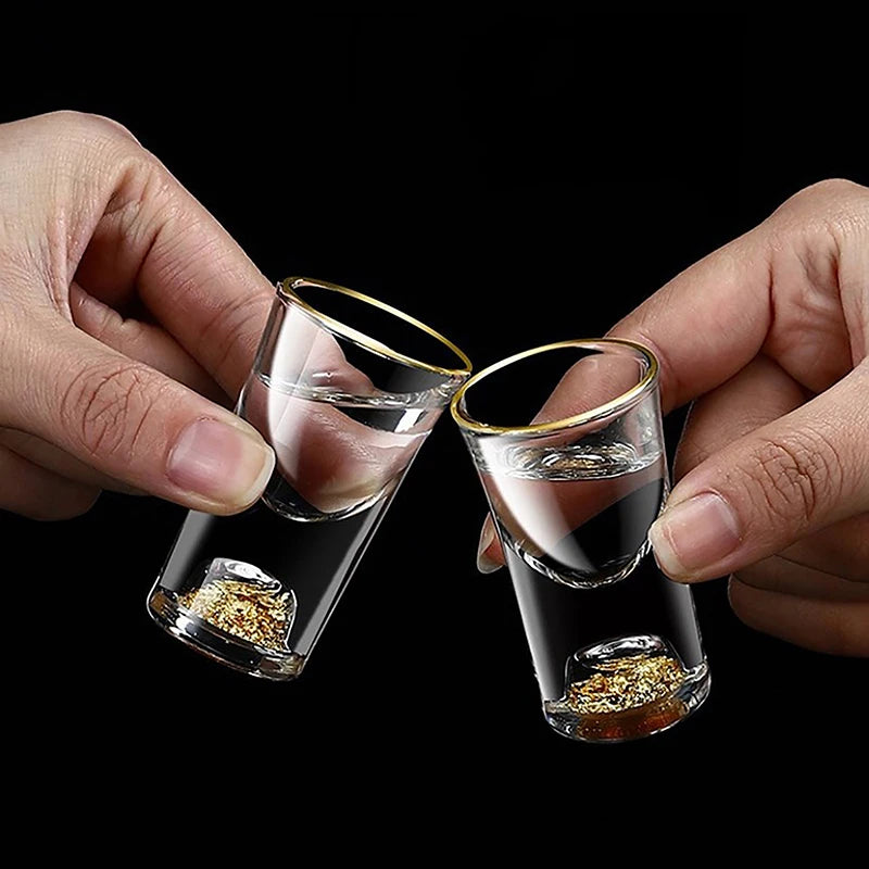 Crystal Liquor Glass – Gold Foil Double Bottom, Lead-Free 10ML Crystal Shot Glass SPOT