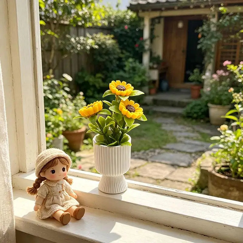 1:12 Miniature Sunflower Potted Plant – Dollhouse Decor Dollhouse Miniature SPOT