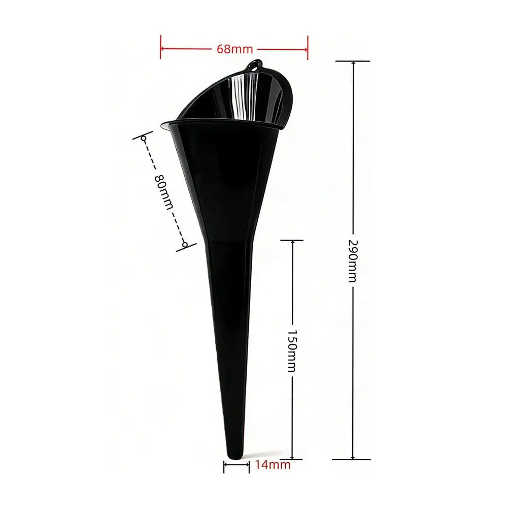 Long Stem Anti-Spill Funnel for Oil, Fuel & Fluid Transfer Automotive Funnel SPOT Black L