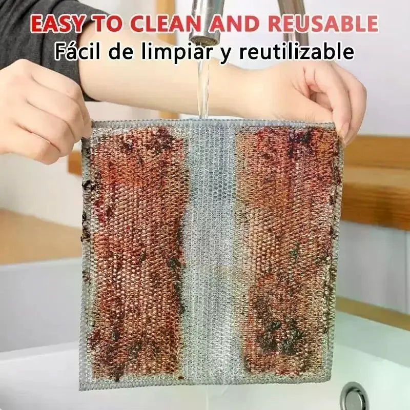 Silver Wire Cleaning Cloths – Non-Scratch Wet & Dry Scrub Pads Cleaning Scrub Cloth SPOT
