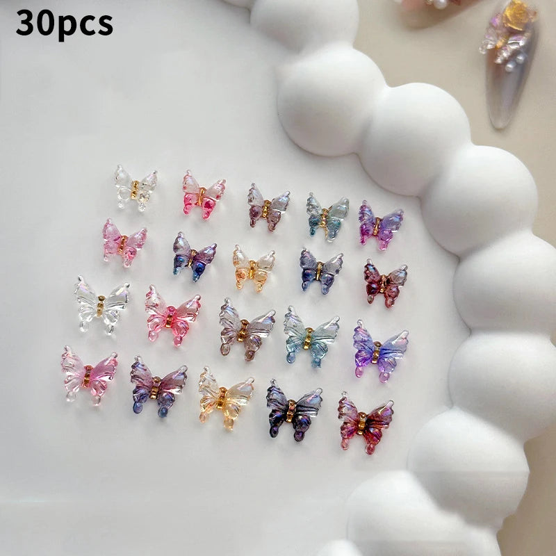 30-Pack 3D Butterfly Nail Art Charms – Colorful Kawaii Decor Nail Art Charms SPOT