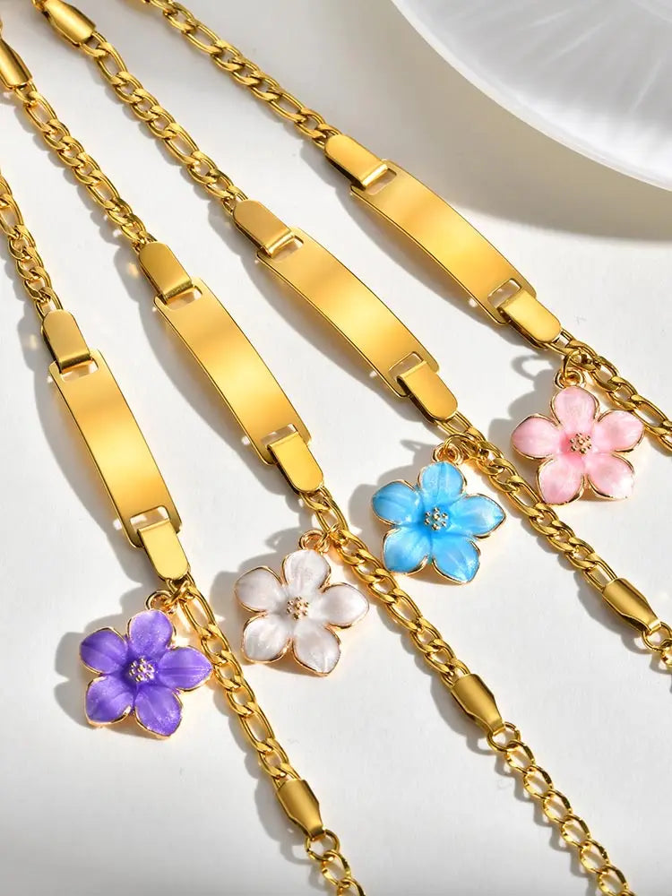 Engravable Cherry Blossom Kids ID Bracelet – Personalized Gift Kids ID Bracelet SPOT