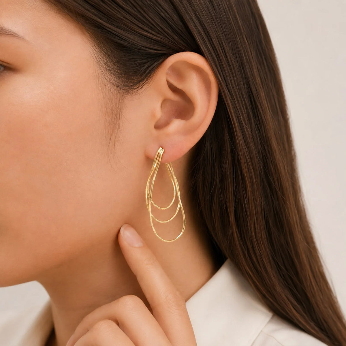 Triple Layer Chain Drop Earrings – Gold Dangle Earrings Drop Dangle Earrings SPOT