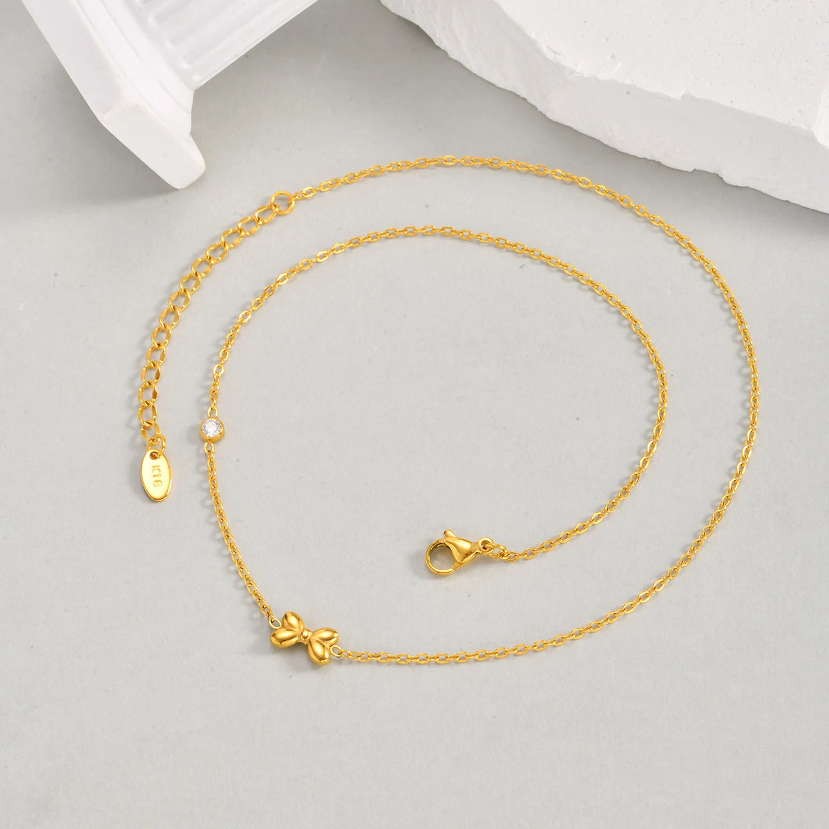 Bowtie Zirconia Choker Necklace – Gold Bow Knot Pendant Choker Necklace SPOT