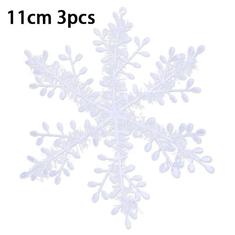 White Glitter Christmas Snowflake Ornaments – Iridescent PVC Christmas Ornaments SPOT 11cm 3pcs