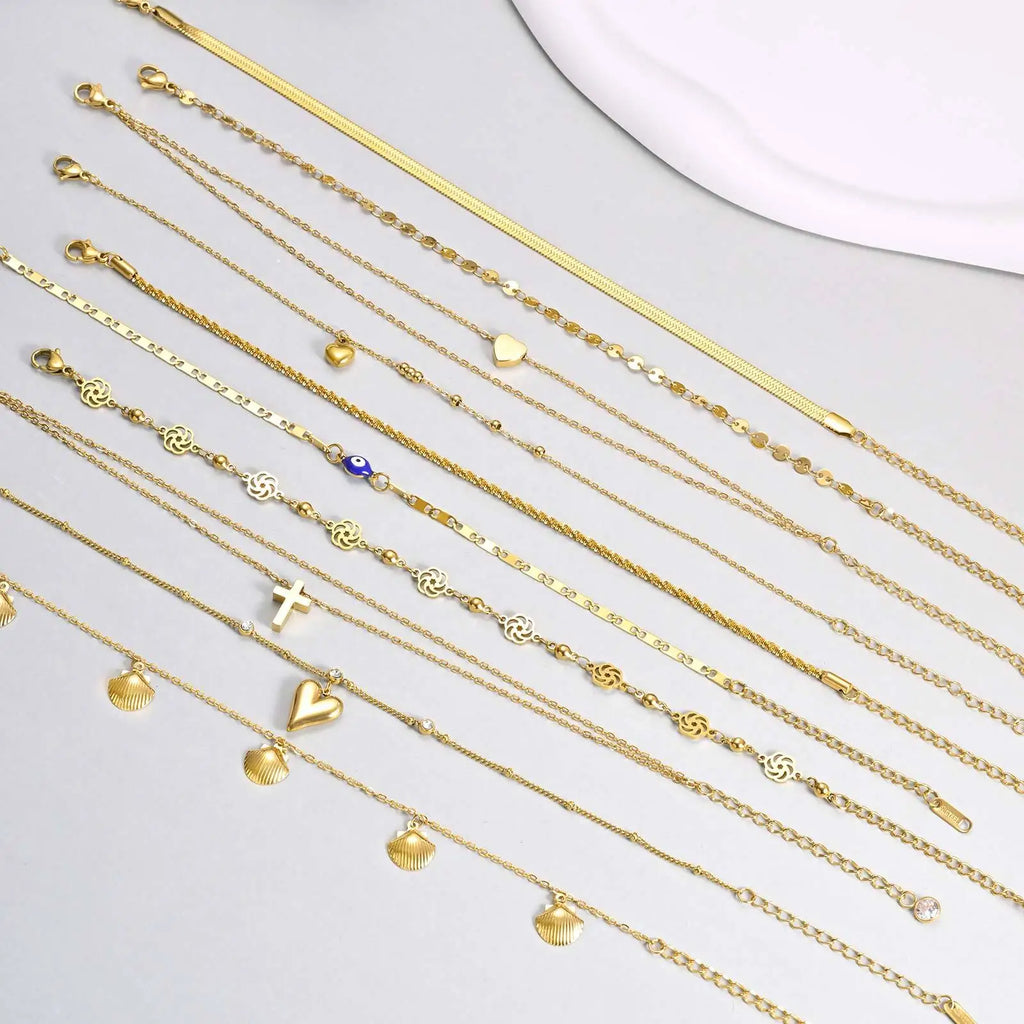 Gold Layered Charm Anklet for Women – Waterproof Stainless Steel Charm Anklet SPOT