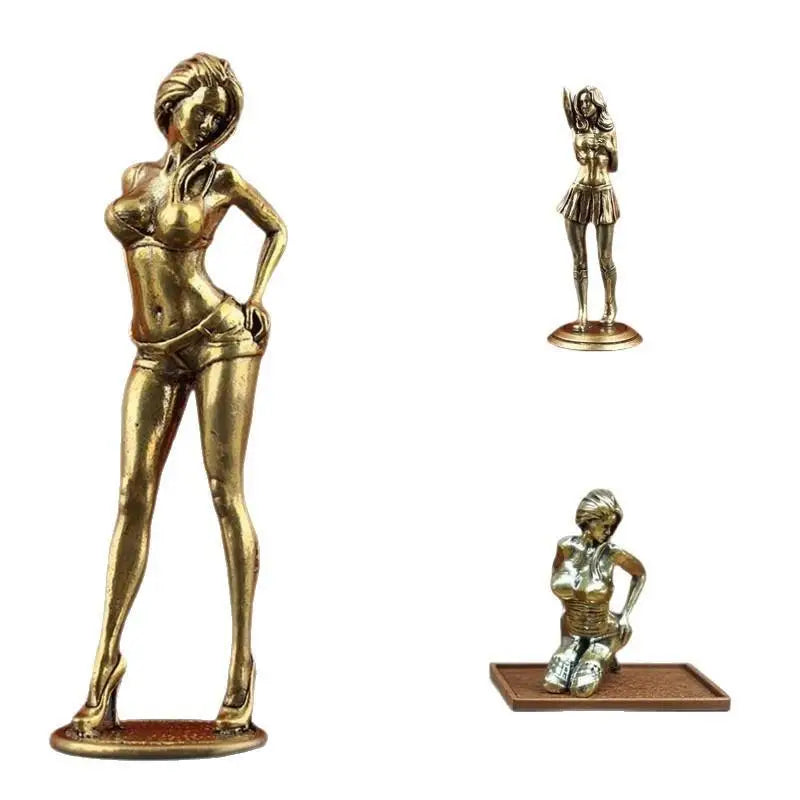 Antique Bronze Alloy Female Figurine – Retro Home Decor Statue Decorative Figurine SPOT