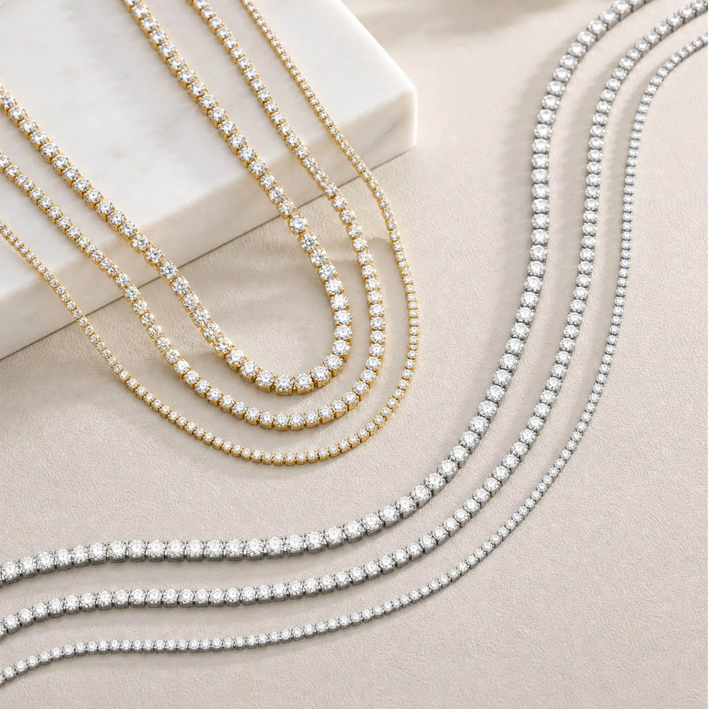 Women's CZ Tennis Necklace – Stainless Steel Iced Out Choker CZ Tennis Necklace SPOT