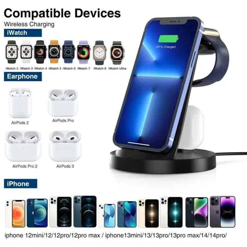 VIKEFON 4-in-1 Wireless Charging Station for iPhone & Apple Watch Wireless Charging Station SPOT
