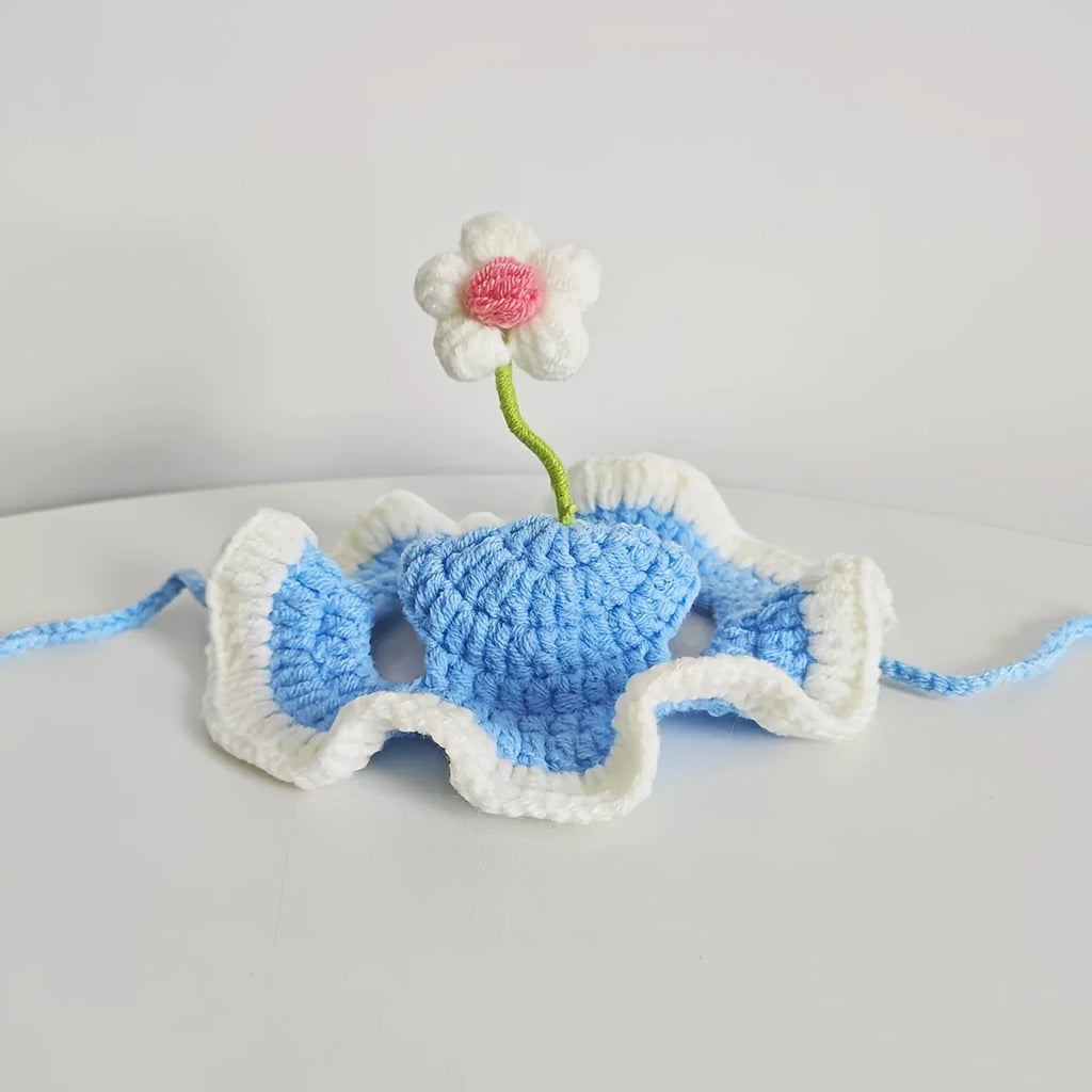 Cute Flower Crochet Pet Hat – Knit Cap for Cats & Small Dogs Pet Costume Hat SPOT