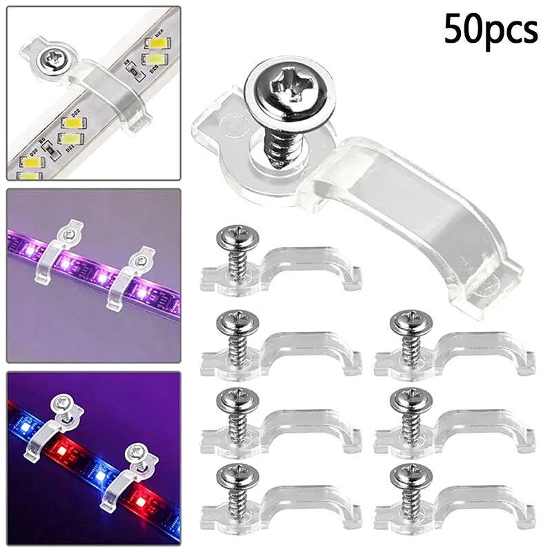 50-Pack LED Strip Mounting Clips 10mm – SMD 5050/5730/2835 LED Strip Clip SPOT Default Title
