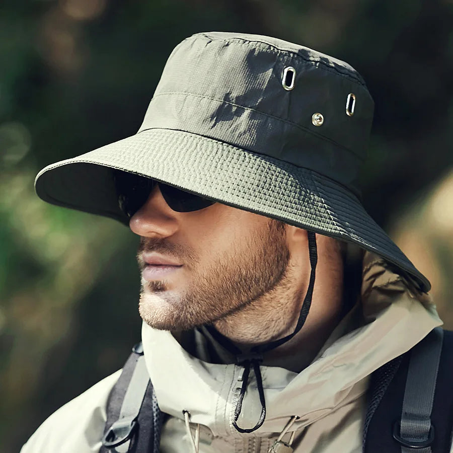 Wide Brim Waterproof UV Bucket Hat – Unisex Safari Fishing Cap Bucket Hat SPOT