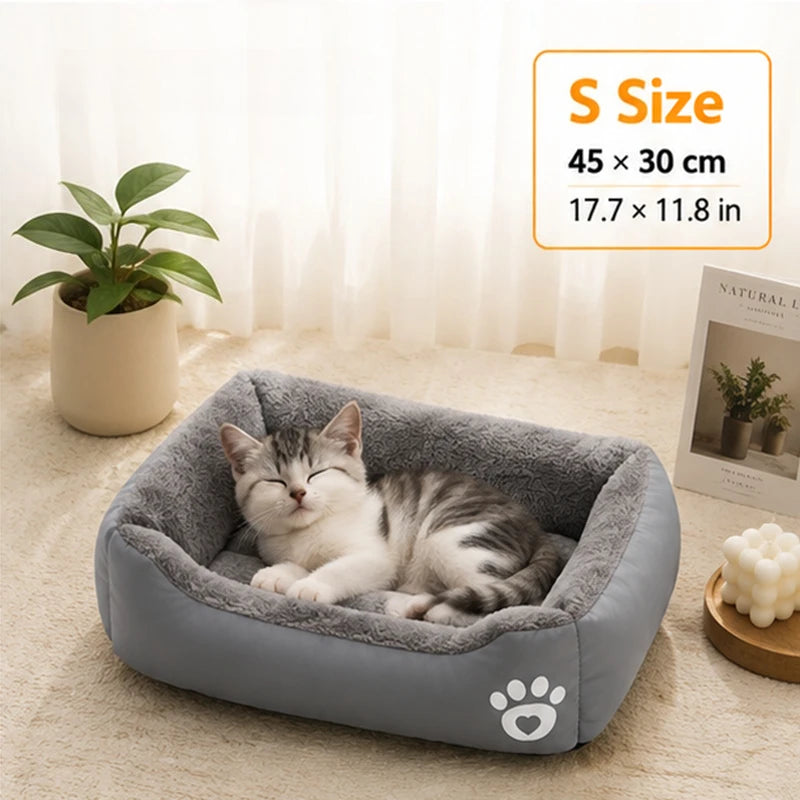 Soft Square Dog Sofa Bed – Warm Washable Pet Cushion Pet Sofa Bed SPOT Gray-40x30cm