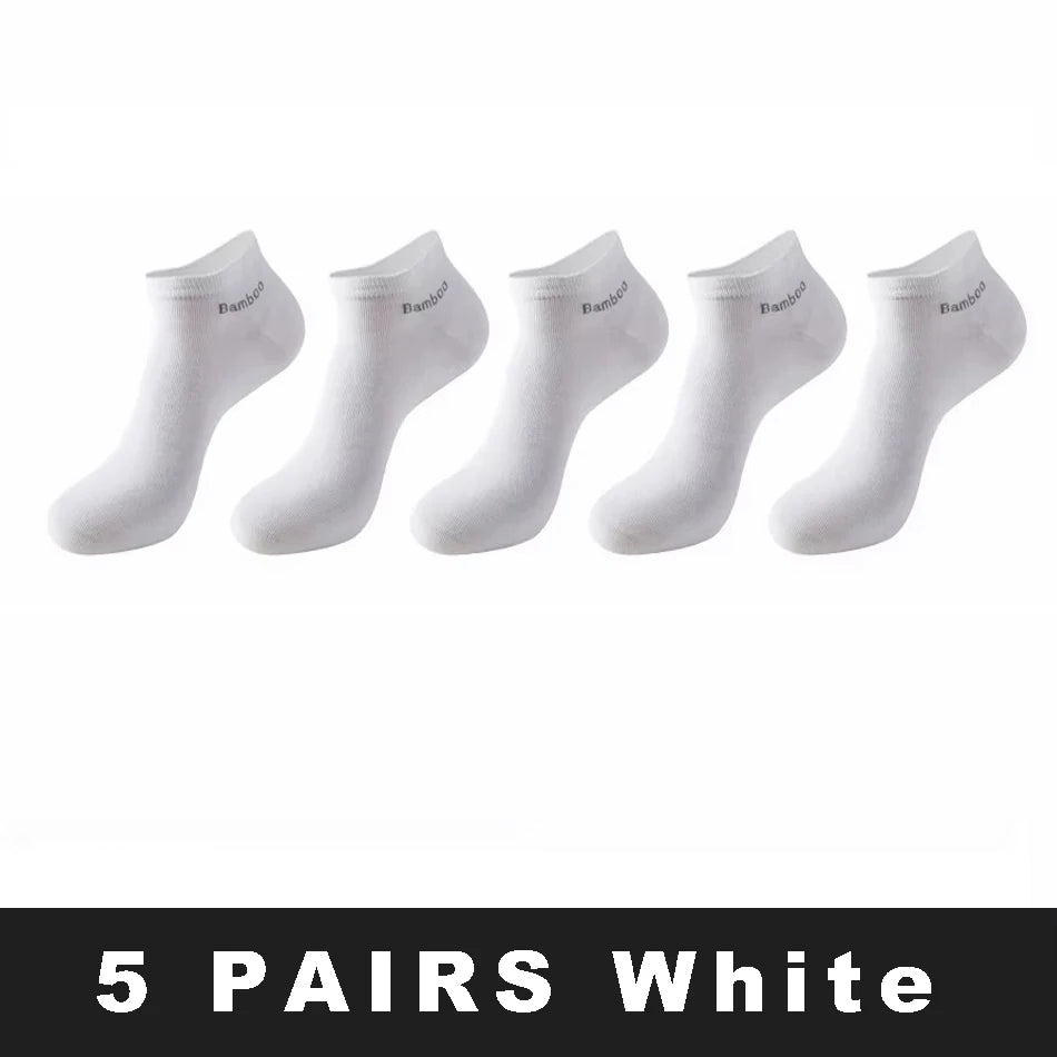 Men's Bamboo Ankle Socks 5/10/15 Pairs – Breathable, Sizes 38–45 Bamboo Ankle Socks SPOT One Size 5 Pairs white