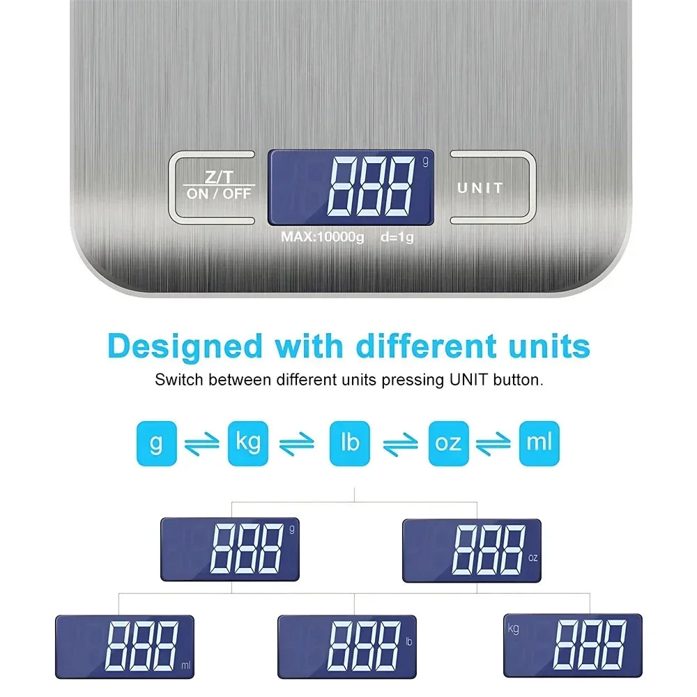 5kg Digital Kitchen Scale – Stainless Steel, 1g Precision Digital Kitchen Scale SPOT