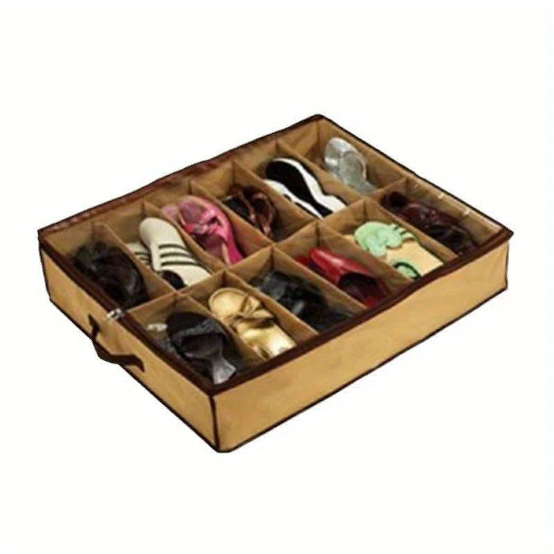Under Bed Shoe Organizer – 12 Clear Compartments, Dustproof Shoe Storage Organizer SPOT