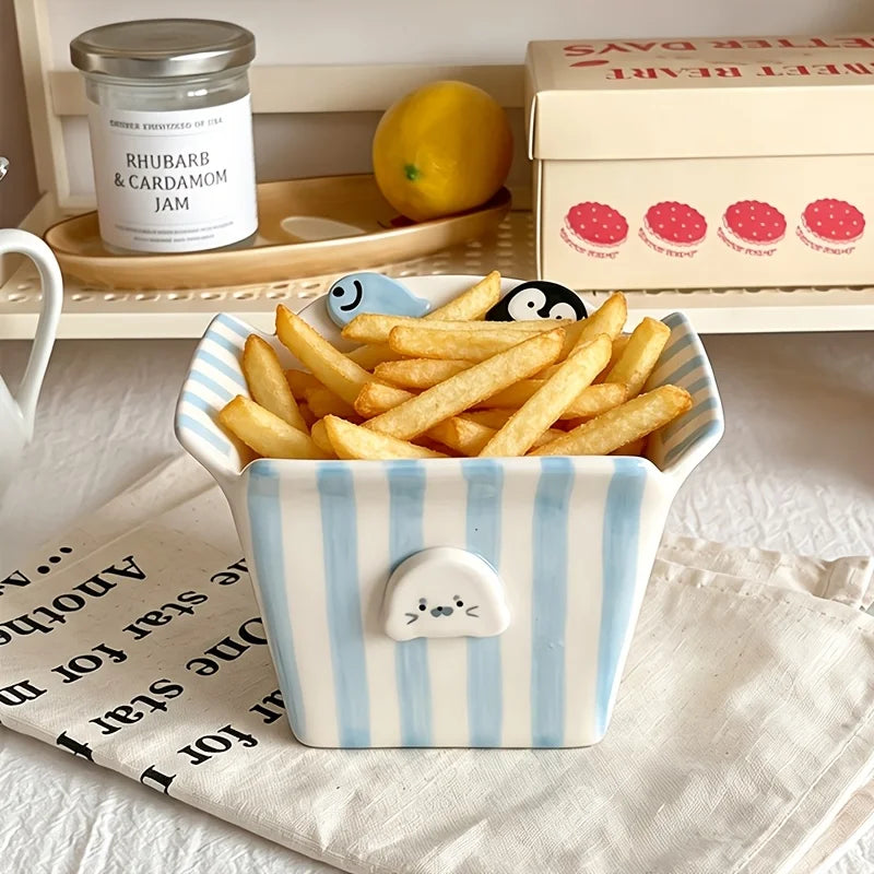 Penguin Ceramic Snack Bowl – Hand-Painted Porcelain Dessert Bowl Ceramic Snack Bowl SPOT
