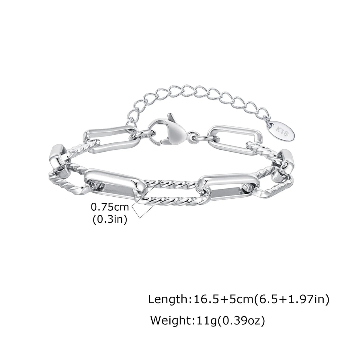 Two-Tone Paperclip Bracelet – 18K Gold Stainless Steel Adjustable Chain Link Bracelet SPOT BR-1705S