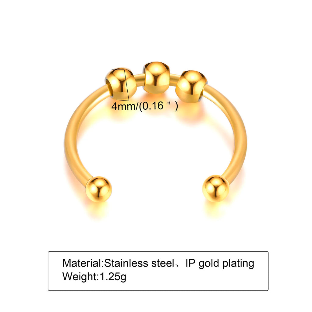 Meaeguet Double Ball Open Ring – 18K Gold Stainless Steel Fashion Ring SPOT R-595G