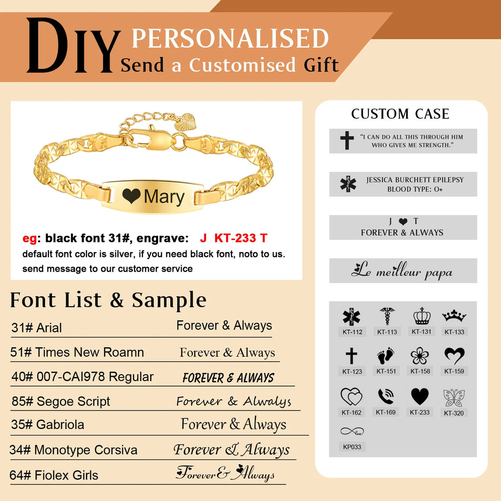 Personalized Baby Name Bracelet – Engraved Stainless Steel ID Kids ID Bracelet SPOT