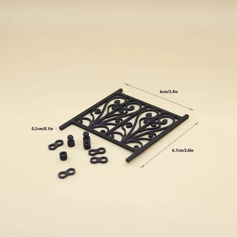 Miniature Carved Fence Guardrail – DIY Dollhouse & Scene Decor Dollhouse Accessory SPOT A2