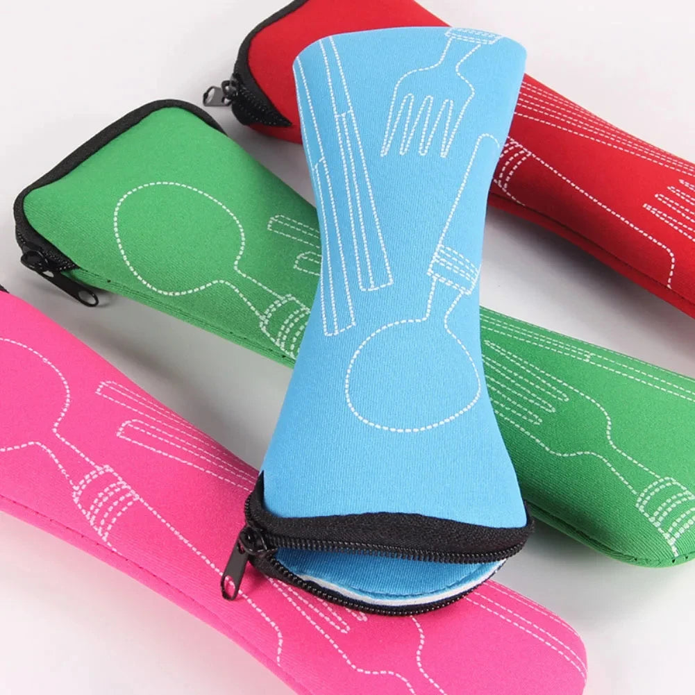 Portable Cloth Cutlery Bag – Travel & Picnic Utensil Pouch Utensil Travel Bag SPOT