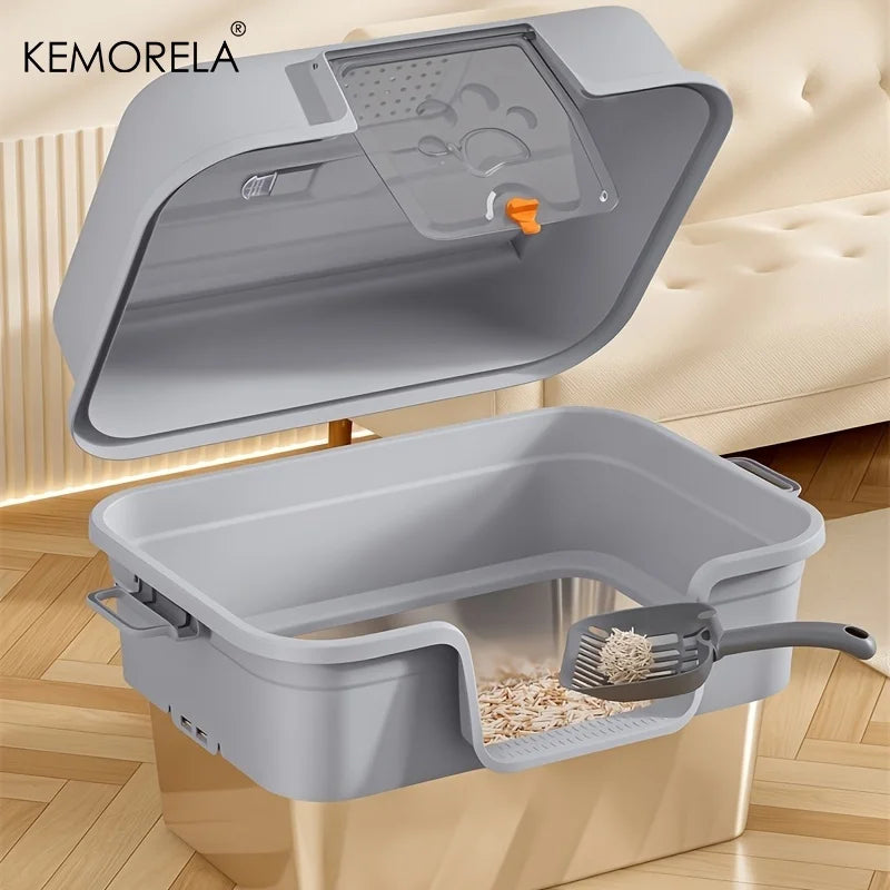 XL Enclosed Cat Litter Box – Stainless Steel & Odor Control Cat Litter Box SPOT