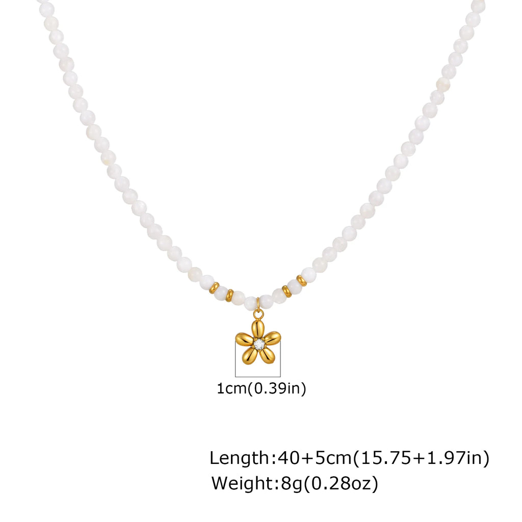 Pearl Beaded Pendant Necklace | 18K Gold Plated, Waterproof Pendant Necklace SPOT NC-2400G