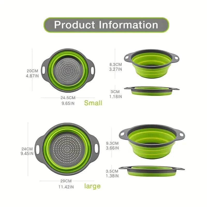 Collapsible Silicone Colander – Foldable Fruit & Veggie Strainer Silicone Colander SPOT
