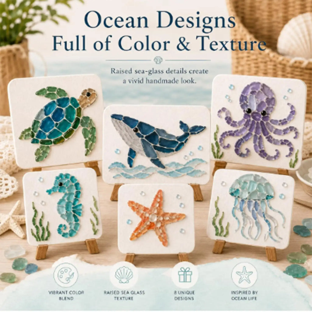 DIY Sea Glass Mosaic Art Kit – Ocean Animal Decor Set Mosaic Art Kit SPOT