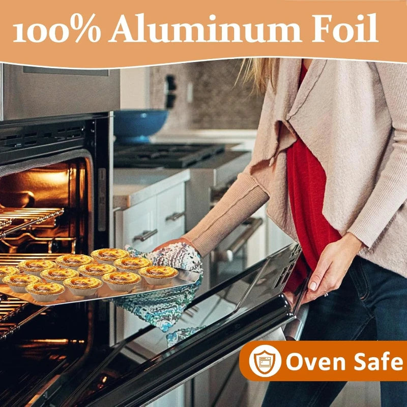 200-Pack Disposable Aluminum Foil Tart Molds – Round Baking Cups Foil Tart Molds SPOT