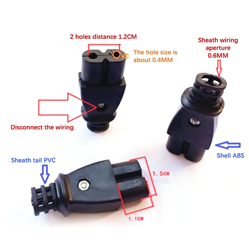 C8 Figure-8 Embedded Power Socket & Plug Connector 250V 2.5A Power Socket Connector SPOT