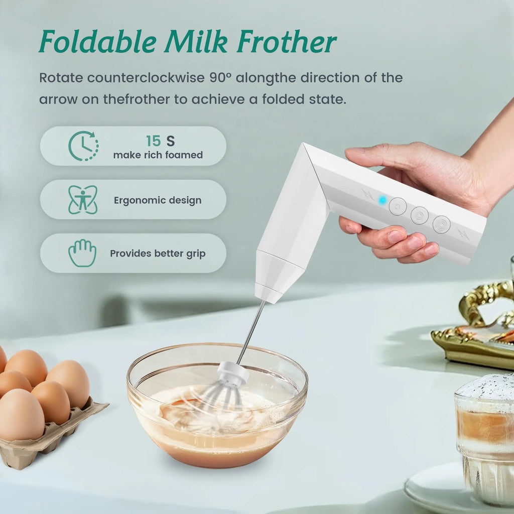 Handheld Milk Frother USB-C Rechargeable, 3 Heads & 3 Speeds Handheld Milk Frother SPOT