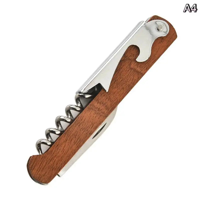Wooden Stainless Steel Folding Wine Opener & Corkscrew Multitool Folding Wine Opener SPOT A4