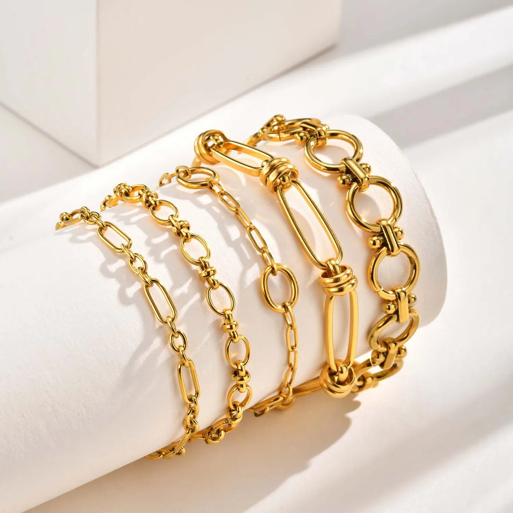 Geometric Stainless Steel Stack Chain Bracelet for Women Chain Link Bracelet SPOT