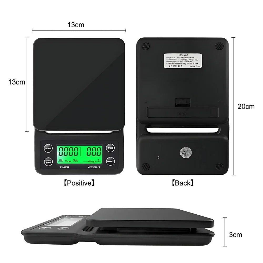 LCD Coffee Scale with Timer – High Precision 5kg/0.1g Digital Coffee Scale SPOT