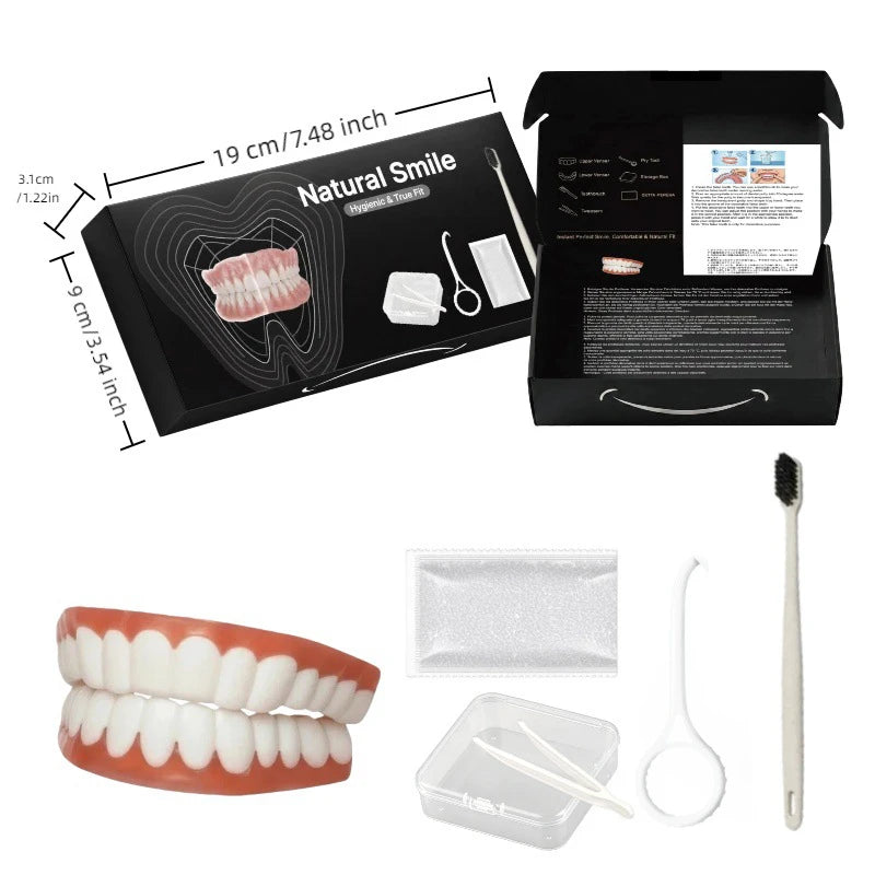 Full Mouth Denture Set with Case, Brush & Silicone Reline Denture Care Set SPOT 1pc