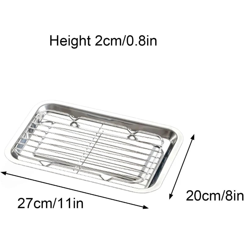 Stainless Steel Oil Draining Tray with Mesh Rack | Fried Food Oil Draining Tray SPOT