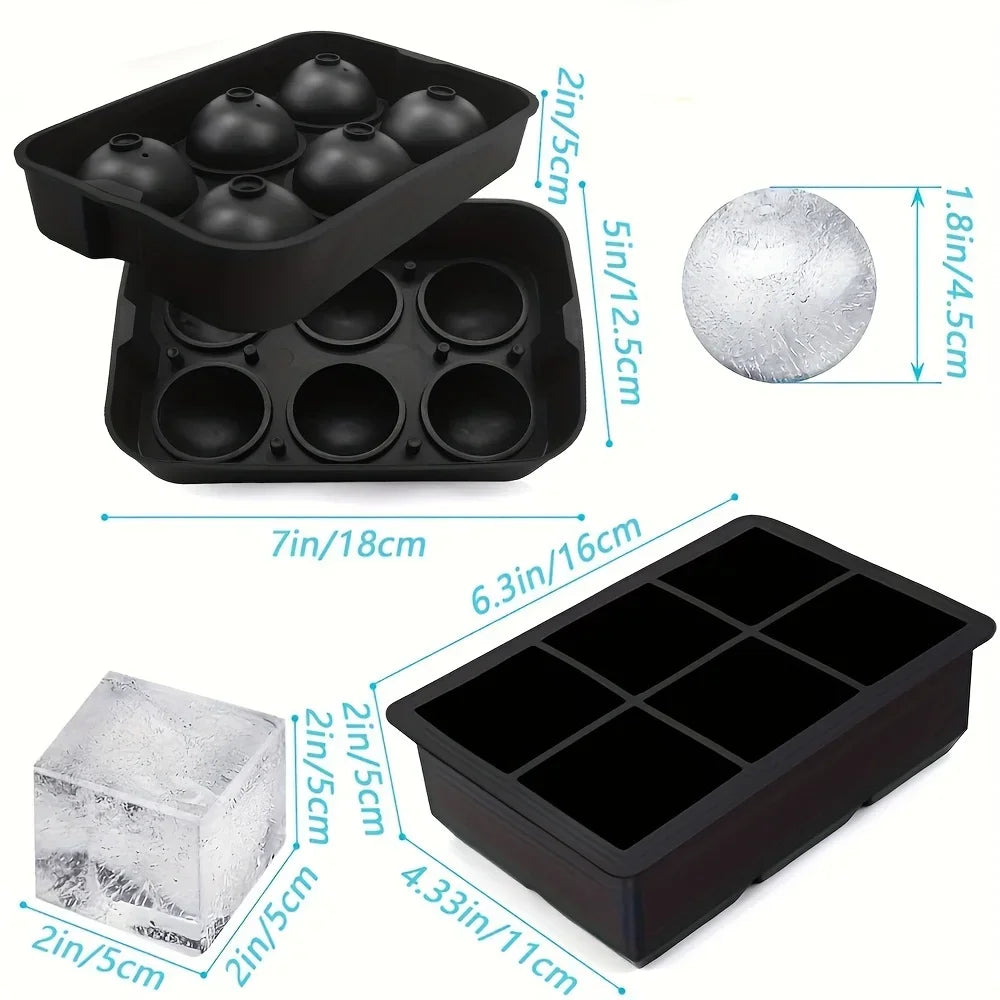 6-Grid Silicone Ice Cube Tray Mold – Cocktails & Freezer Silicone Ice Mold SPOT