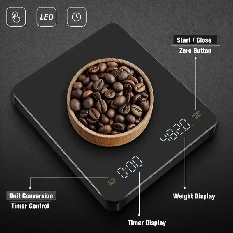 Digital Coffee Scale 0.1g with Timer & USB Charging | 3kg Digital Kitchen Scale SPOT