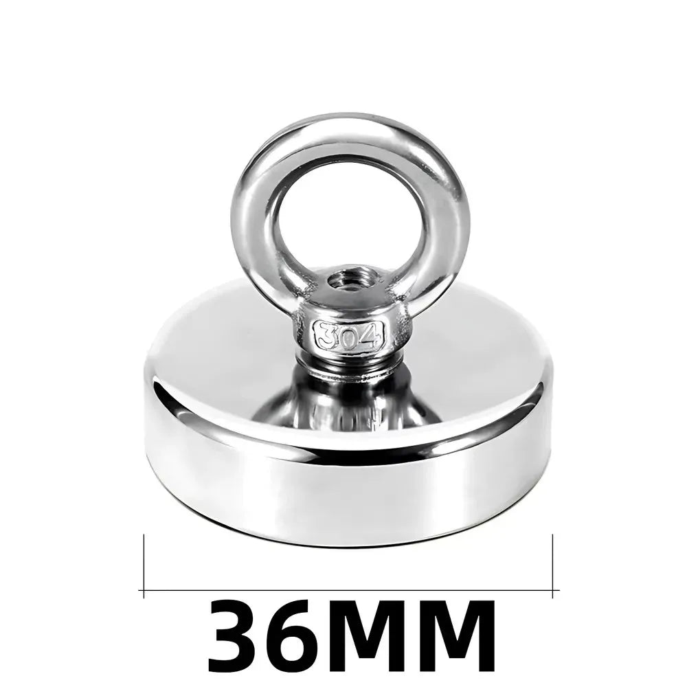 Neodymium Fishing Magnet with Eyebolt – Heavy Duty Salvage Fishing Magnet SPOT 1PcD36 Pull Max 41kg