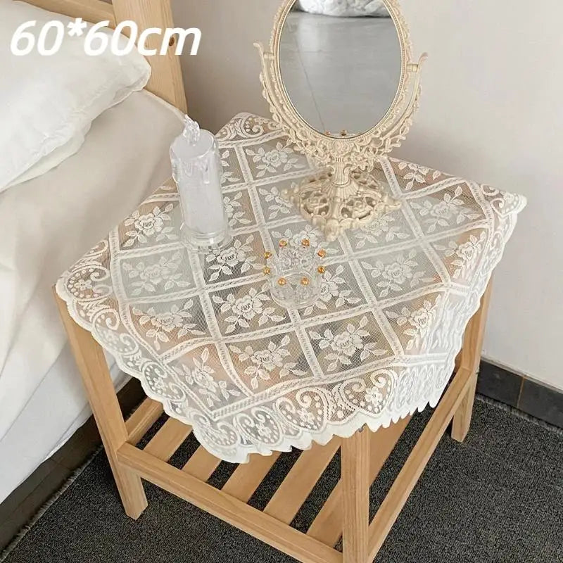 White Vintage Lace Tablecloth – Wrinkle-Resistant Polyester Lace Tablecloth SPOT A1