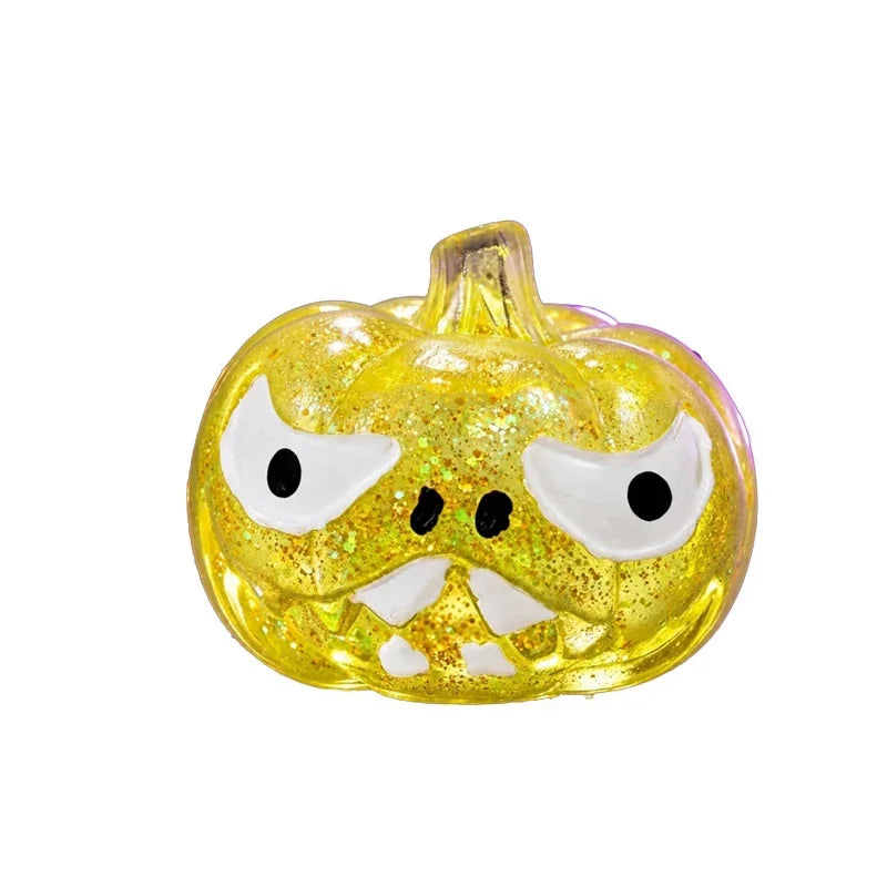 Halloween Pumpkin Skull Squeezing Toy with Sparkling Powder Novelty Squeezing Toy SPOT Yellow B