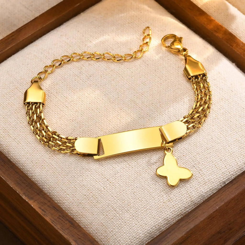 Personalized Baby Name Bracelet – Butterfly Heart Engraved Personalized Bracelet SPOT