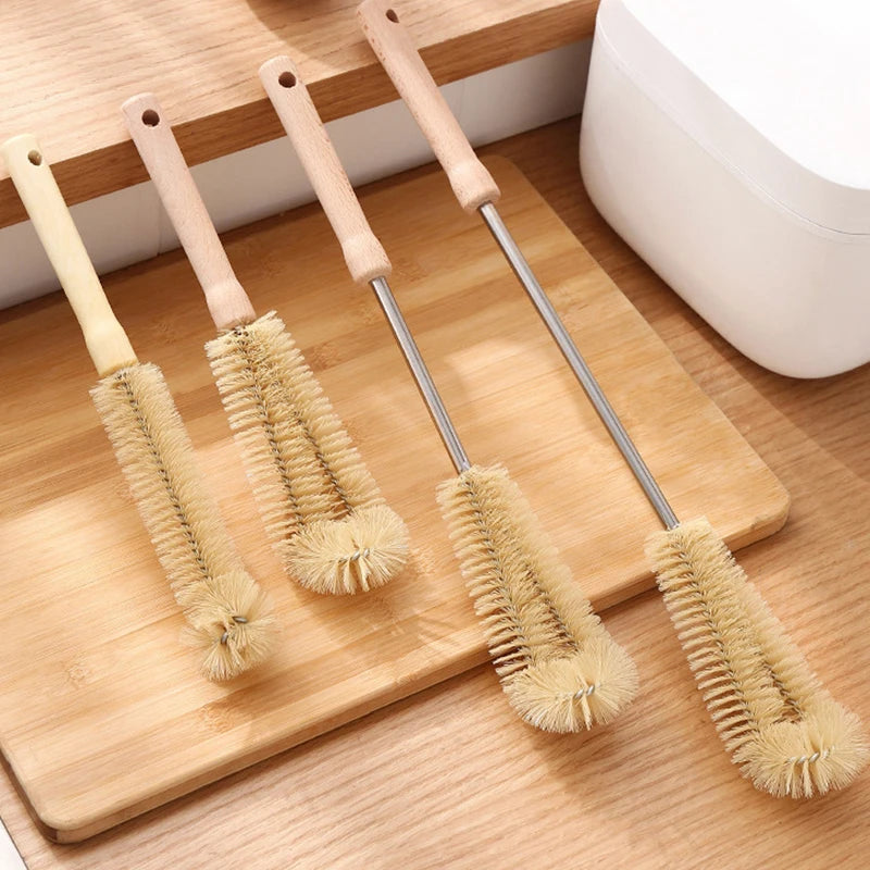 Wooden Long Handle Bottle Brush – Glass & Stainless Scrubber Bottle Cleaning Brush SPOT