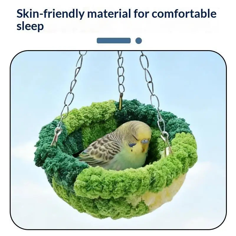 Plush Parrot Hanging Nest – Warm Bird Hideout for Cockatiels Bird Cage Nest SPOT