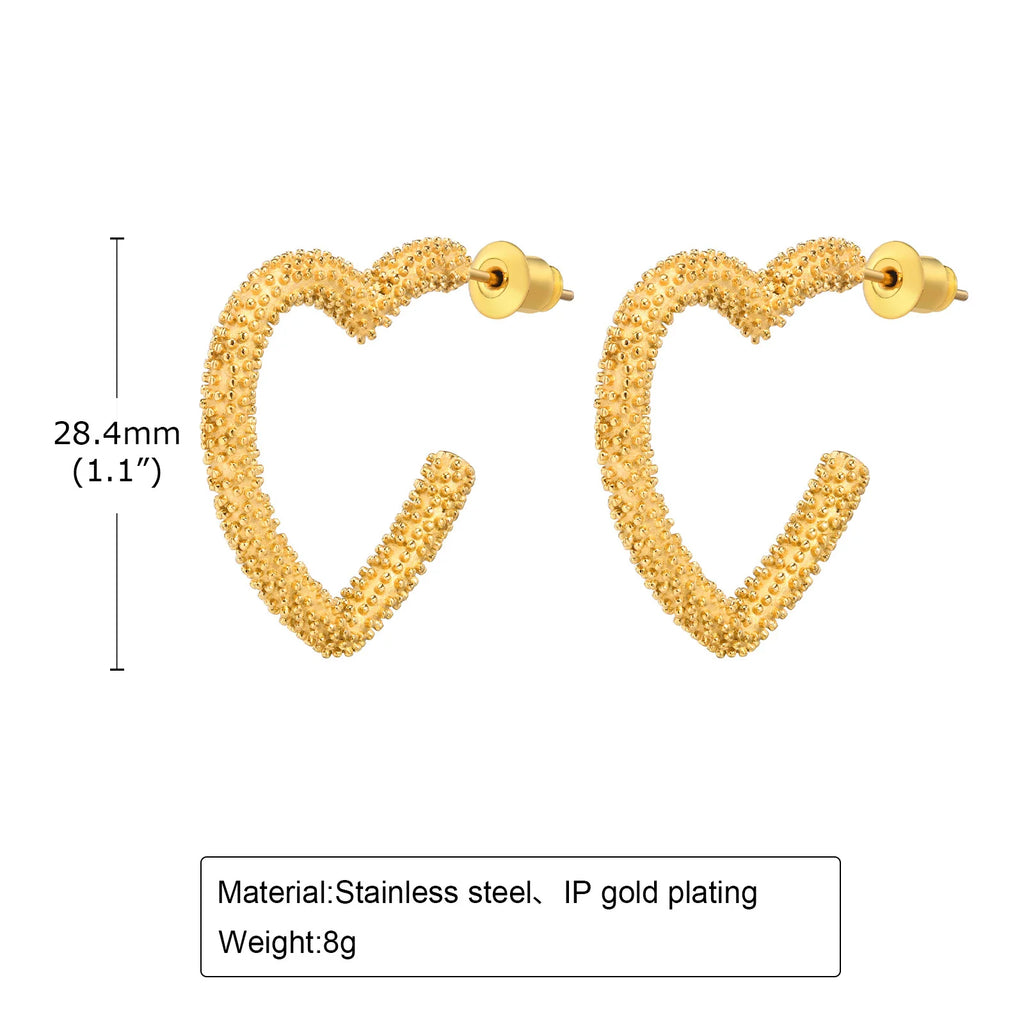 Heart Hoop Earrings – 14K Gold Plated Stainless Steel for Women Hoop Earrings SPOT ED-692G