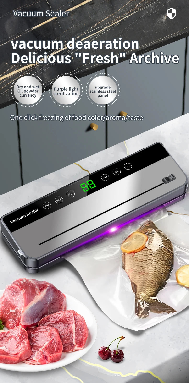 DUTRIEUX Automatic Vacuum Food Sealer – Touch Screen & Bag Cutter Vacuum Food Sealer SPOT